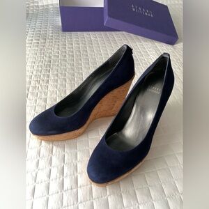 Stuart Weitzman Corkswoon Wedge Pump, Nice Blue, 10M US